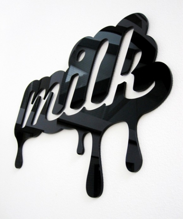 Laser Cut Products - Black Acrylic Milk Sign